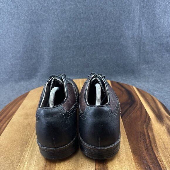 Vtg REEBOK Mens Oxford Brown Black Golf Shoes Cleats Lace Up Size 7.5 Gore-Tex